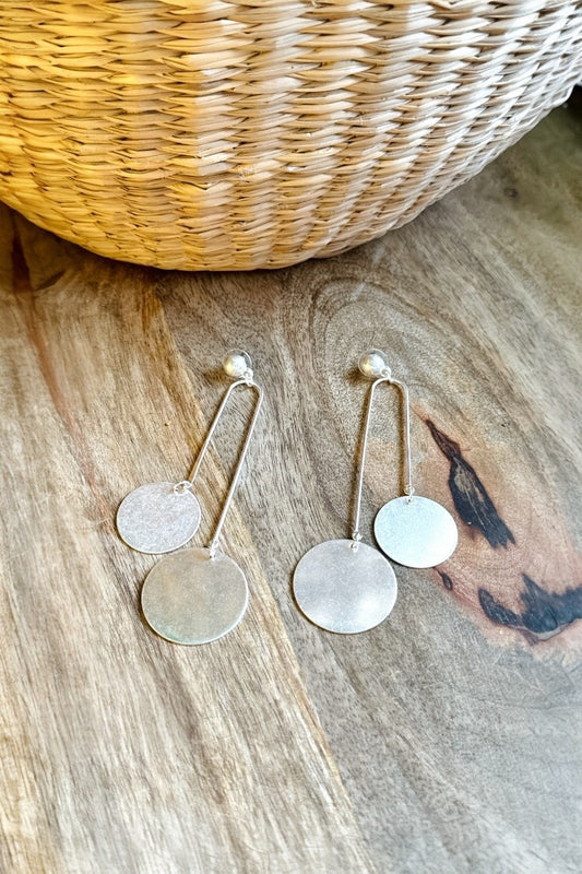 double disc drop earrings