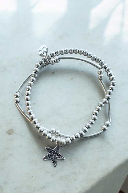 double strand silver bracelet