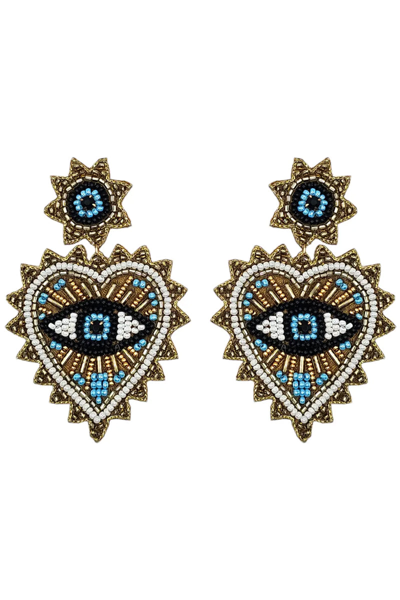 eye and heart drop earrings 