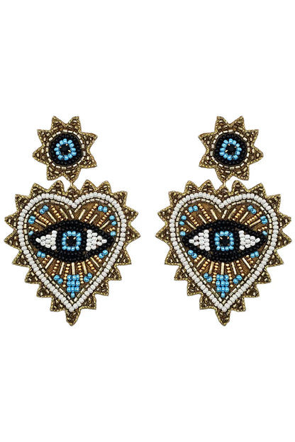 eye and heart drop earrings 