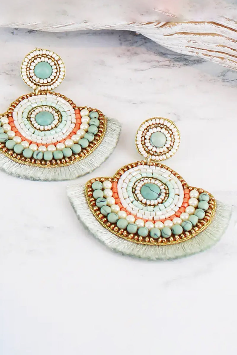 Beaded Fan Earrings