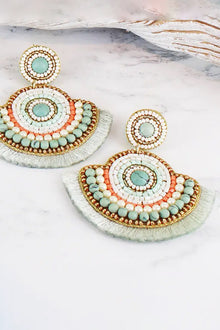 Beaded Fan Earrings