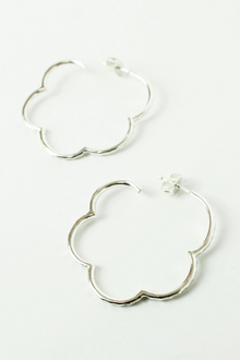 My Doris Silver Flower Hoops