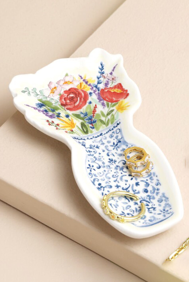 Flowers in Vase Trinket Dish