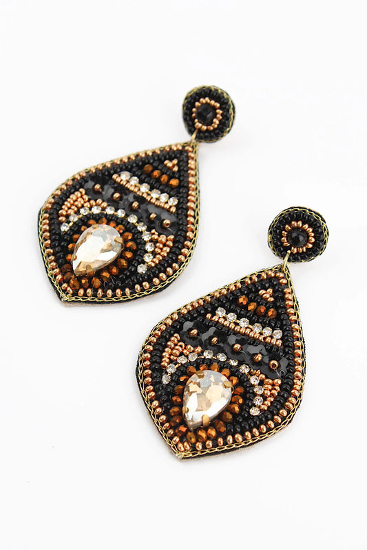 black gold teardrop earrings
