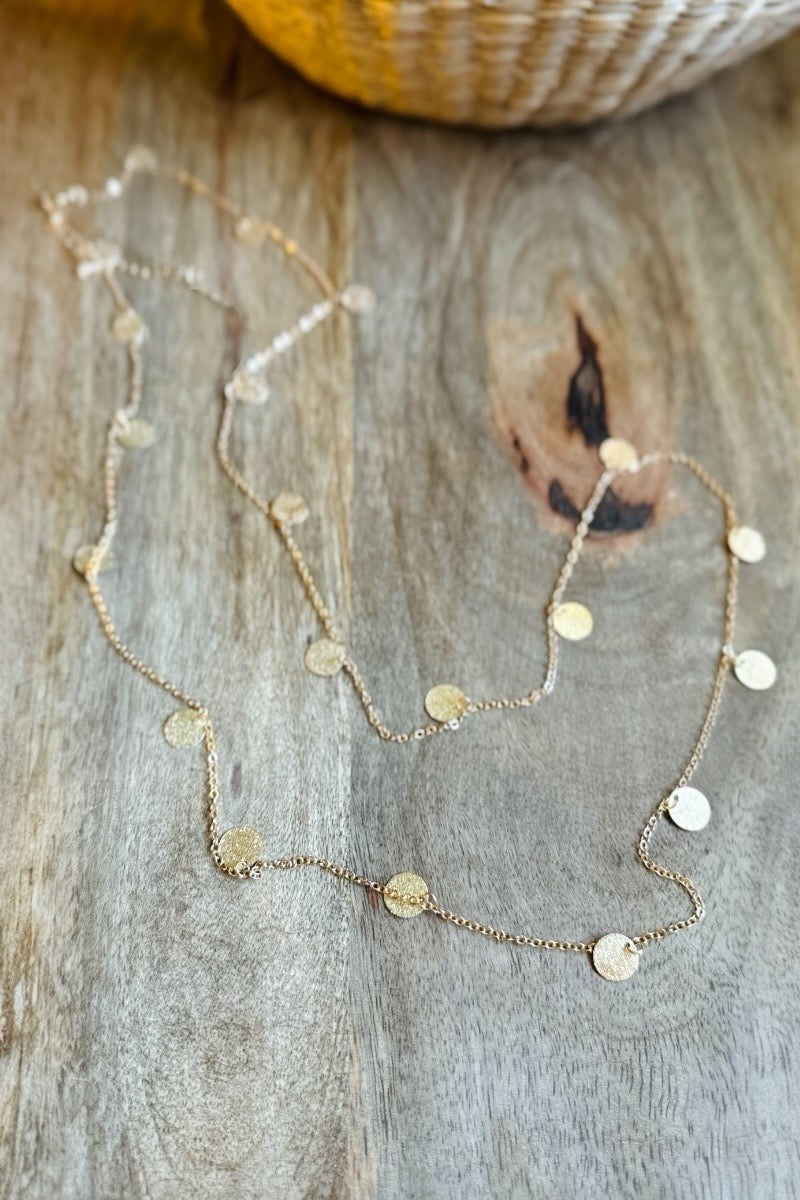 gold multi disc necklace 