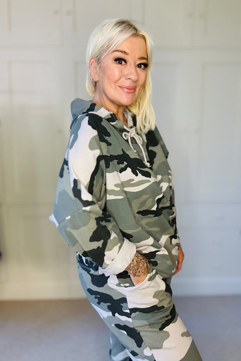 Demi Camo Hooded Top