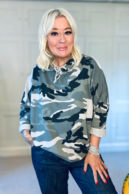 Demi Camo Hooded Top