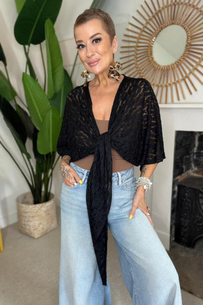 Lace Tie-Front Cardigan