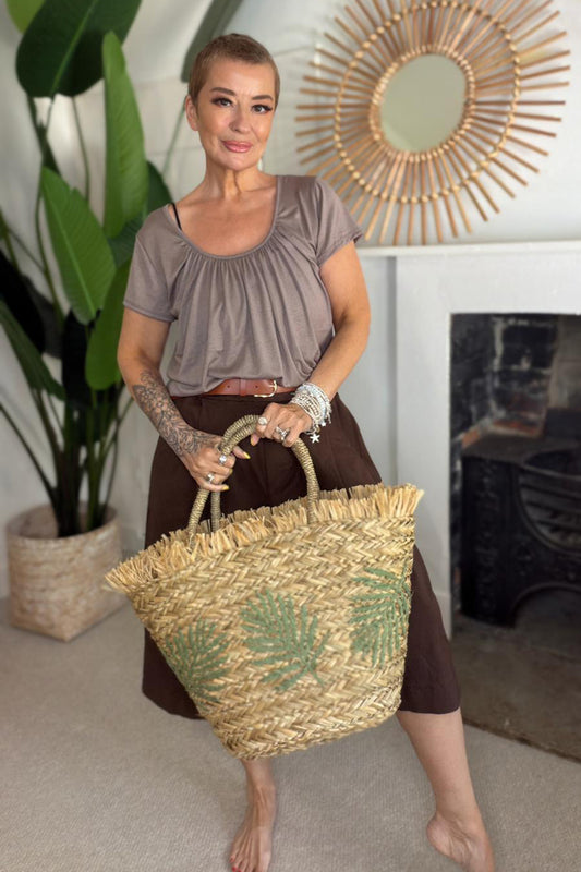 Palm Leaf Basket Bag