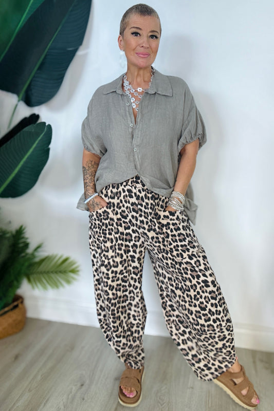 Brooke Patch Pocket Balloon Pants - Leopard Print