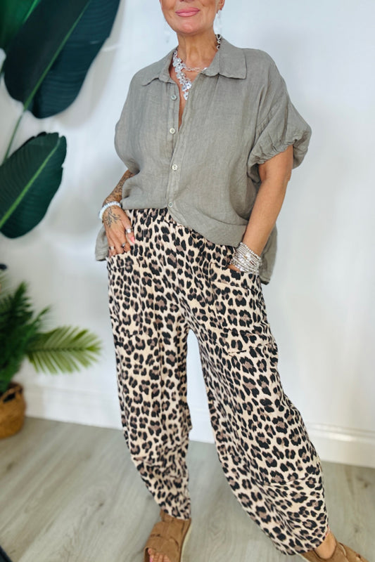 Brooke Patch Pocket Balloon Pants - Leopard Print