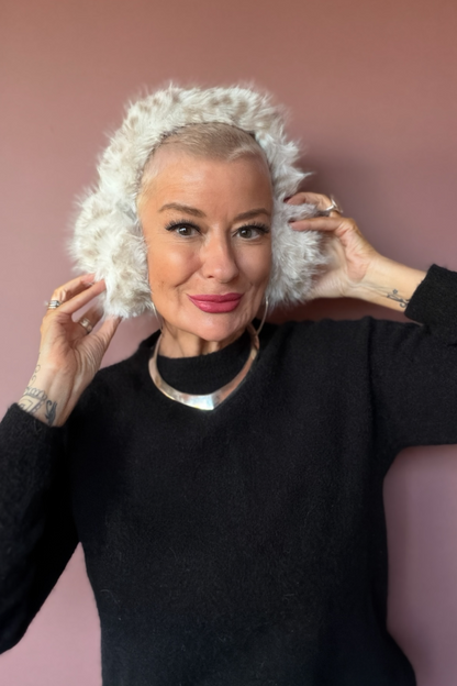 Faux Fur Muffalettas - Snow Leopard