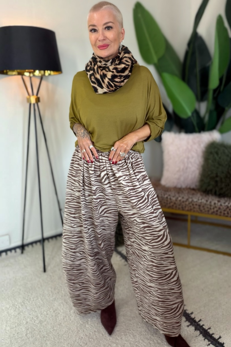 Zebra Barrel Leg Joggers