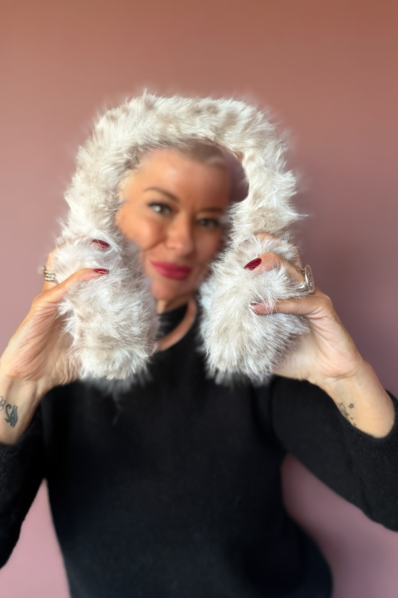 Faux Fur Muffalettas - Snow Leopard