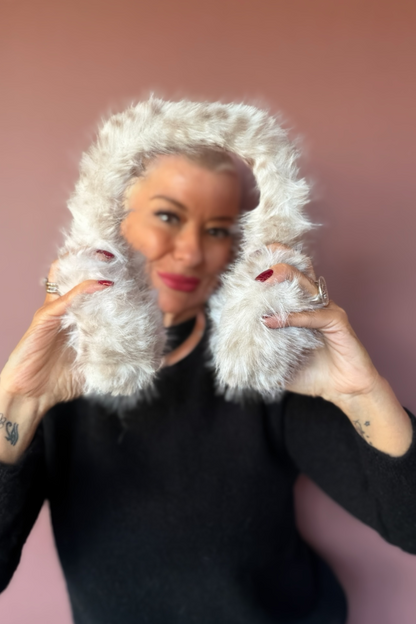 Faux Fur Muffalettas - Snow Leopard
