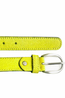 Neon Hair-On-Hide Leather Belt - Lime