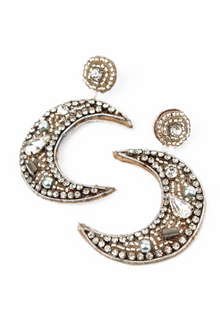 My Doris Silver Beaded Moon Drops