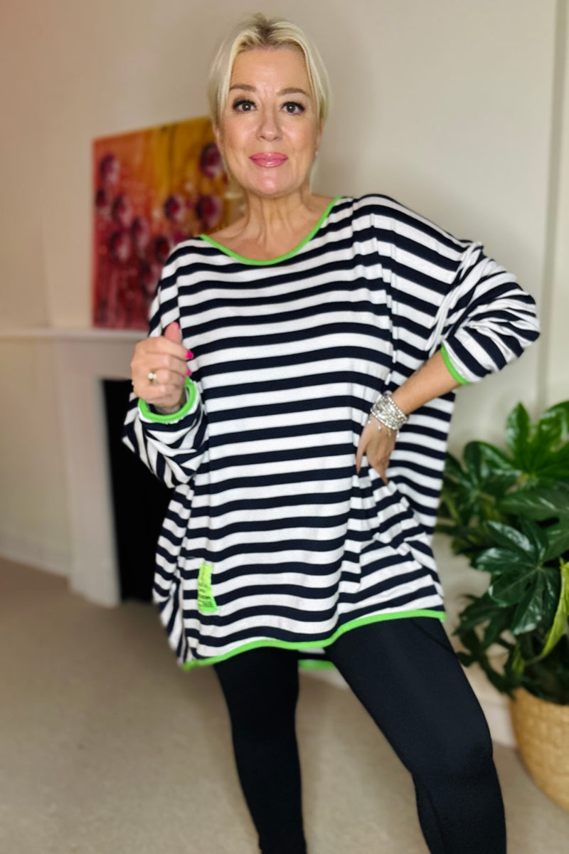 Margot Contrast Trim Stripe T-Shirt