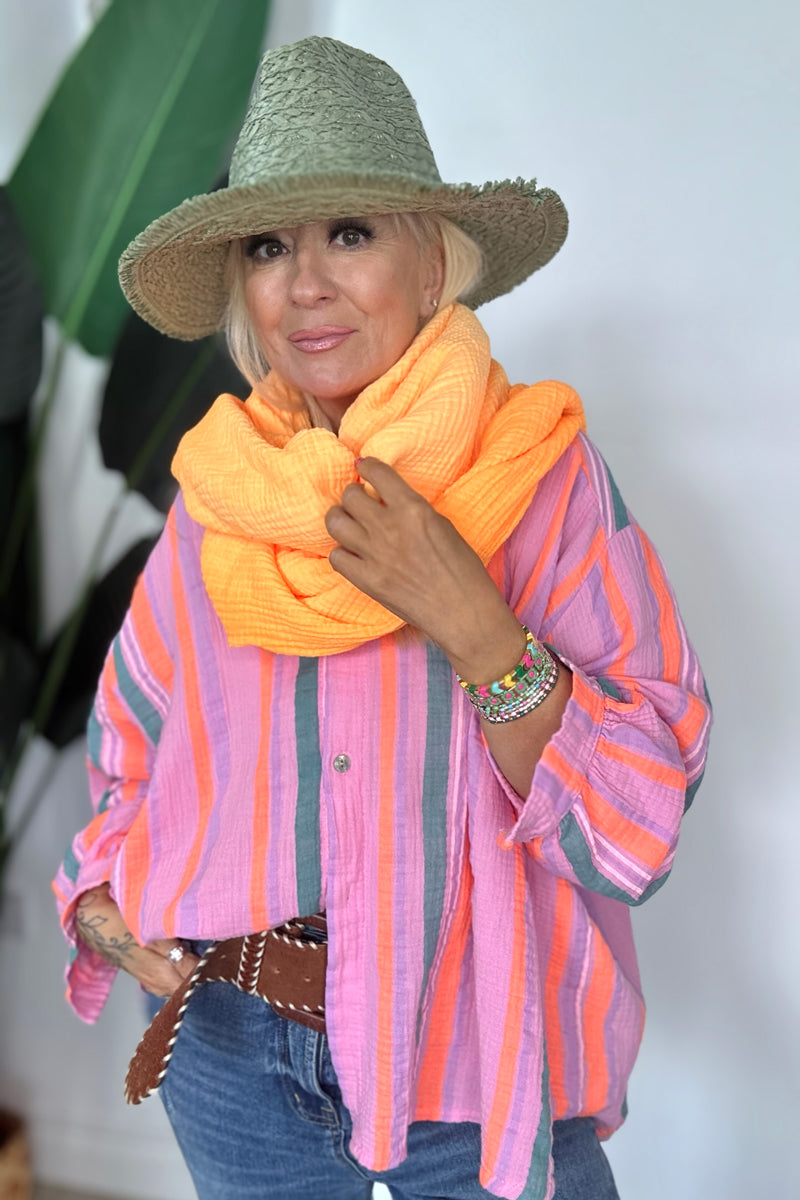 Neon Cotton Waffle Scarf