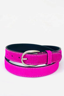 Neon Hair-On-Hide Leather Belt - Pink