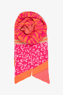 Tiger Leopard Scarf - Fuchsia/Orange