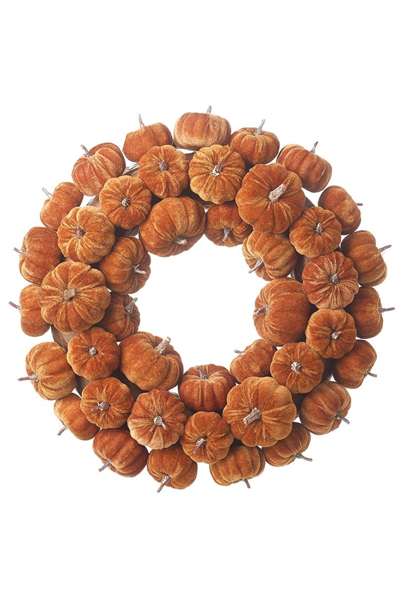 velvet orange pumpkin wreath