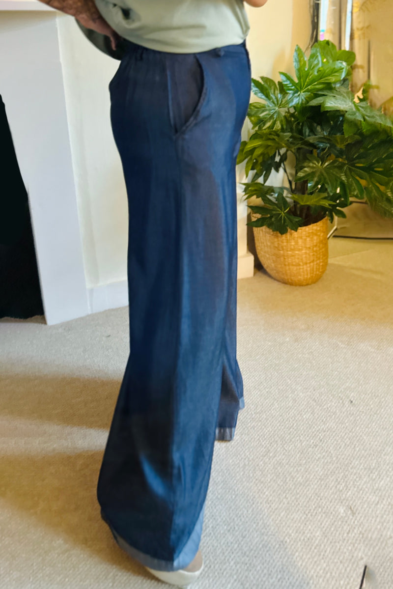 Arden Denim Look Wide Leg Trousers