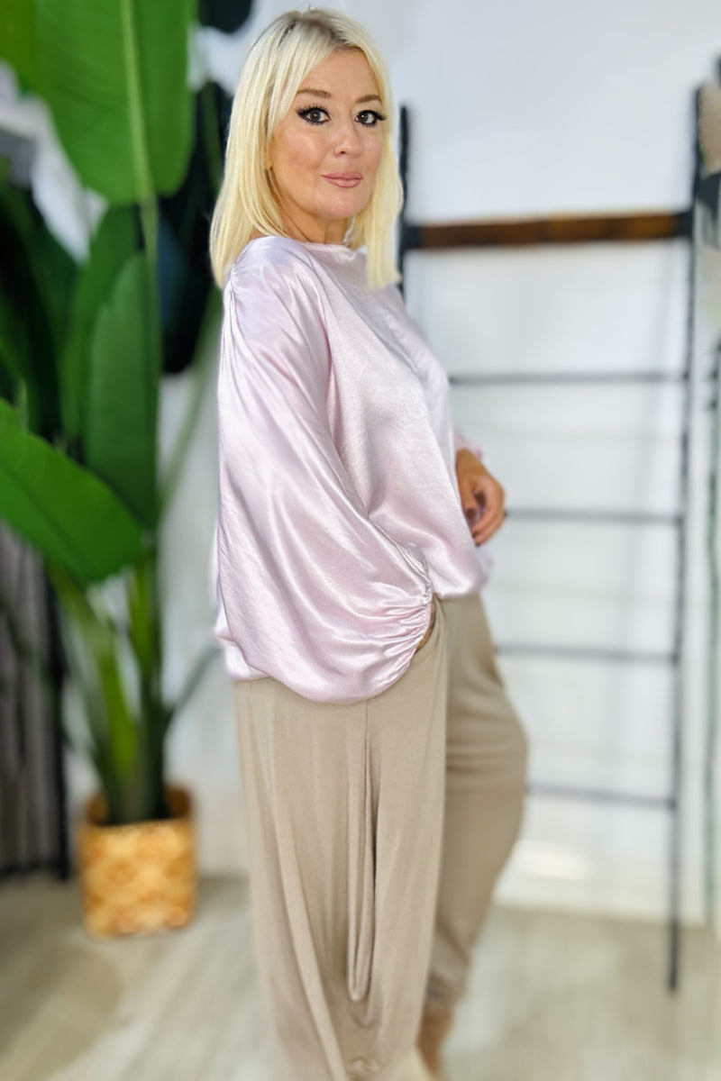 Kelly Boat Neck Satin Top