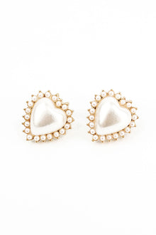 pearl heart stud earrings