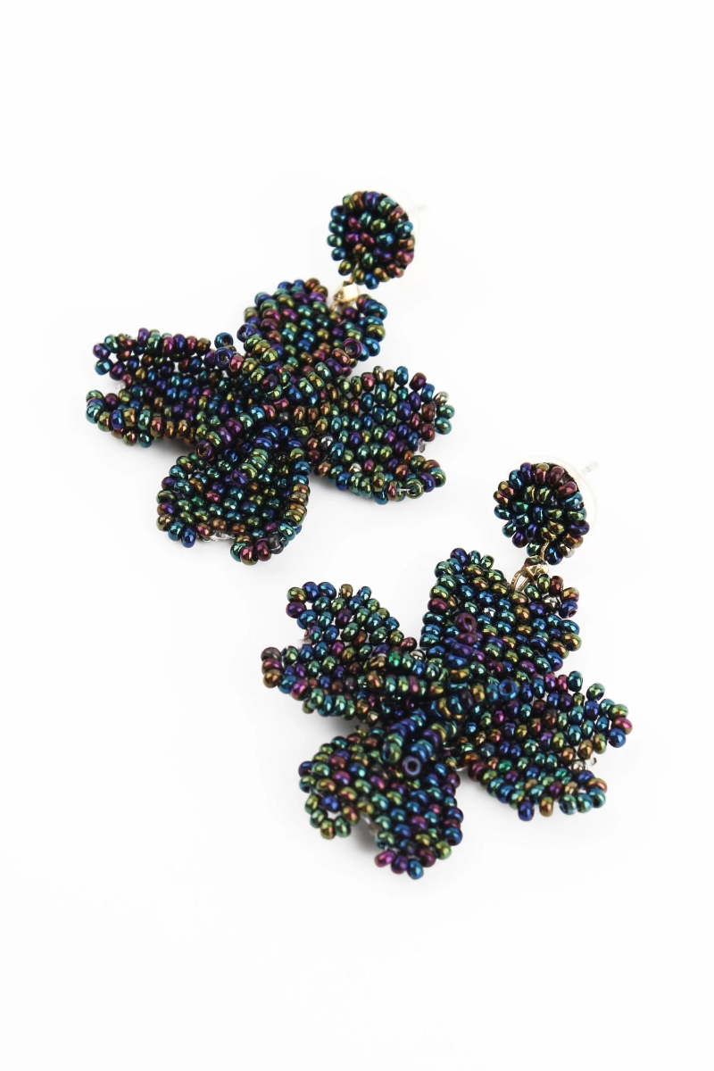 My Doris Outlet 3D Small Flower Earrings - Petrol