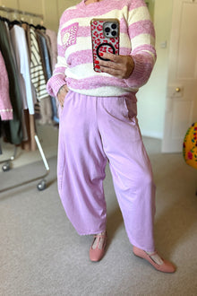 pink cotton balloon trousers