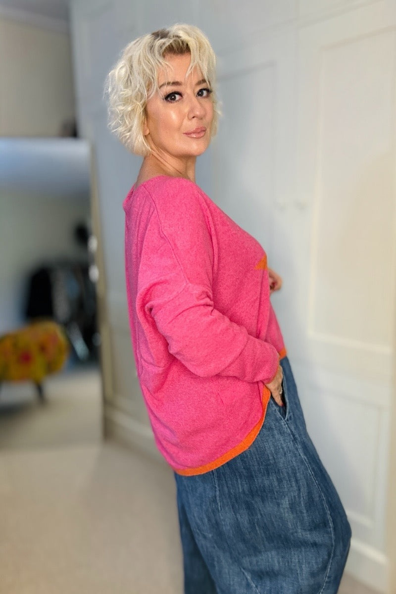 pink cashmere knitted jumper 
