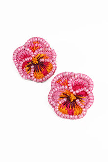 My Doris Pink Pansy Beaded Studs