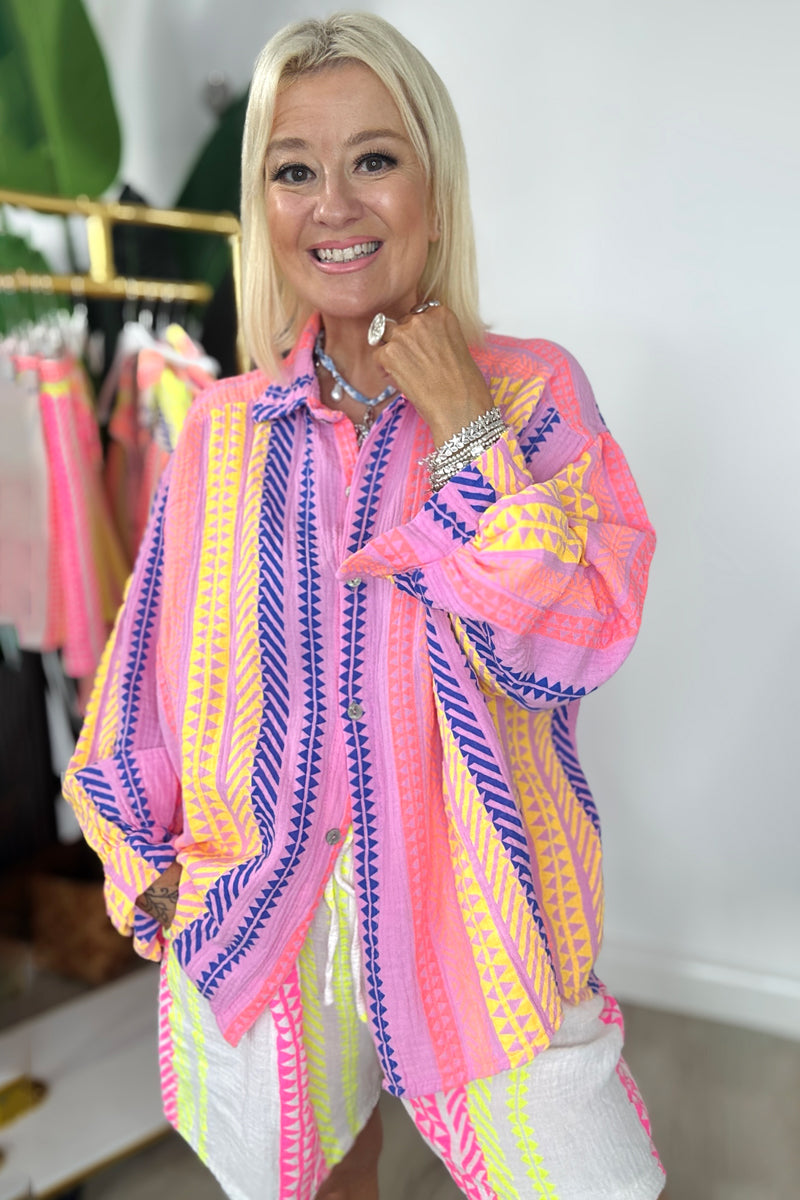 Chevron Stripe Cotton Shirt