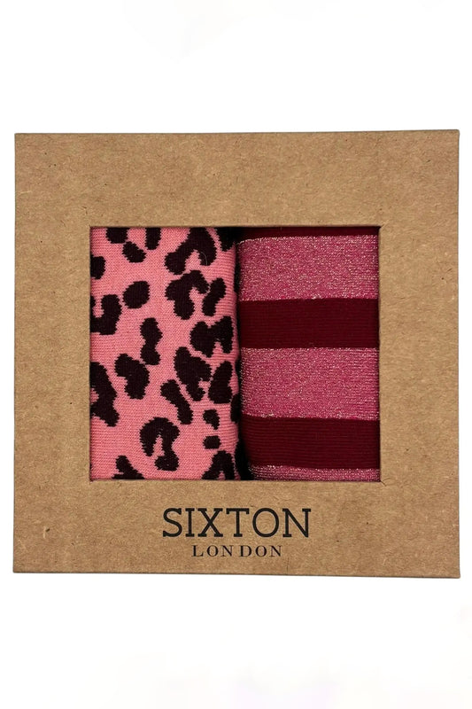 Sixton London Socks Box Duo - Pink & Red