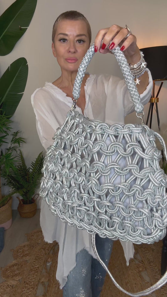 Metallic Woven Knot Bag