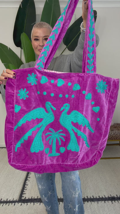 Leila Loves Free Spirit Oversized Velvet Tote Bag