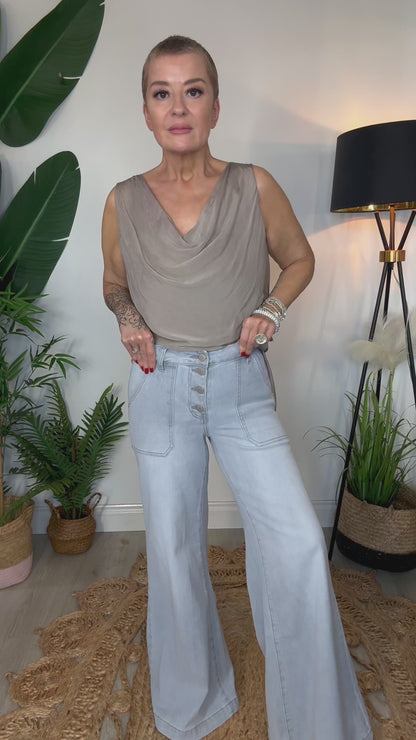 Marnie Flare Jeans - Silver Grey