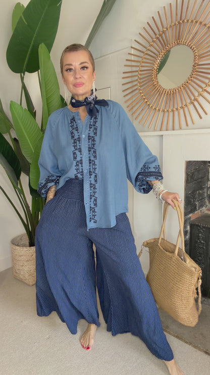 Pinstripe Palazzo Trousers