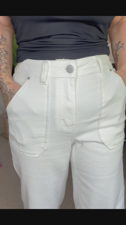 Demi Super Stretch White Wide Leg Jeans
