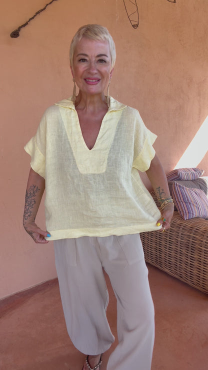 Linen V-Neck Top