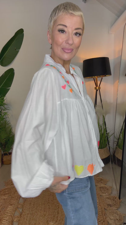 Embroidered Heart Blouse