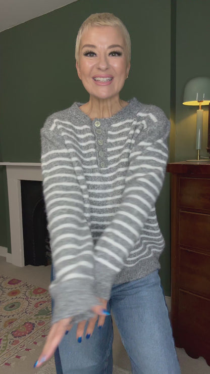 Buttoned Stripe Knit