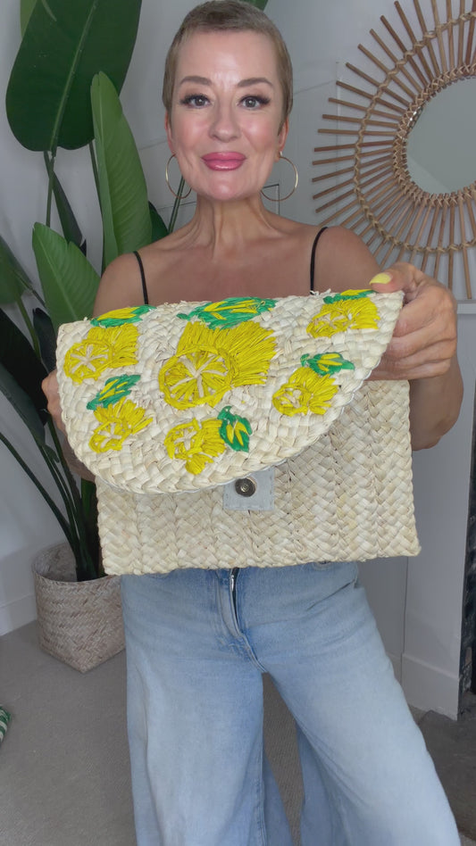 Limoncello Woven Clutch Bag