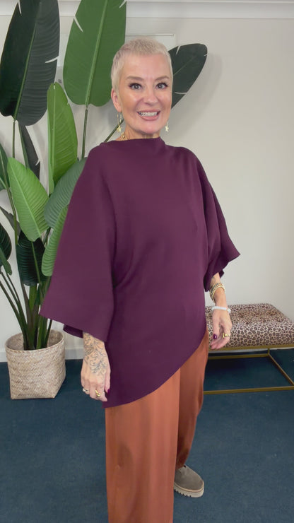 Batwing Slash Neck Knit