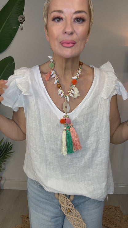 Free Spirit Frill Linen Top