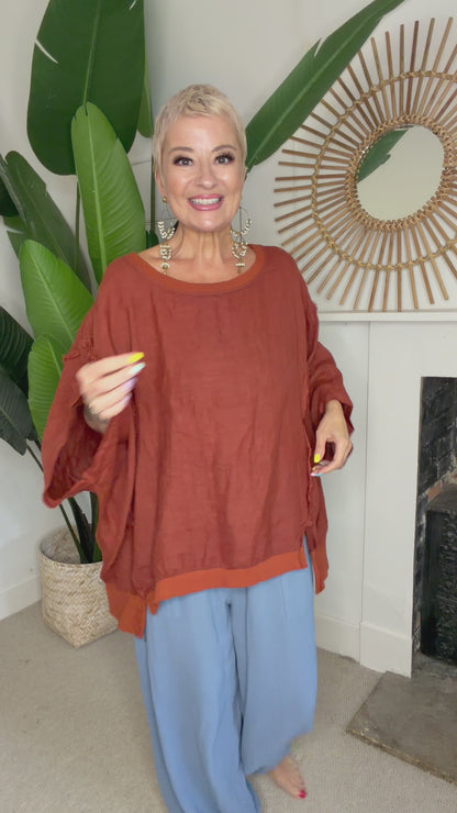 Relaxed Fit Linen Top
