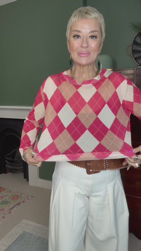 Argyle Mesh Top