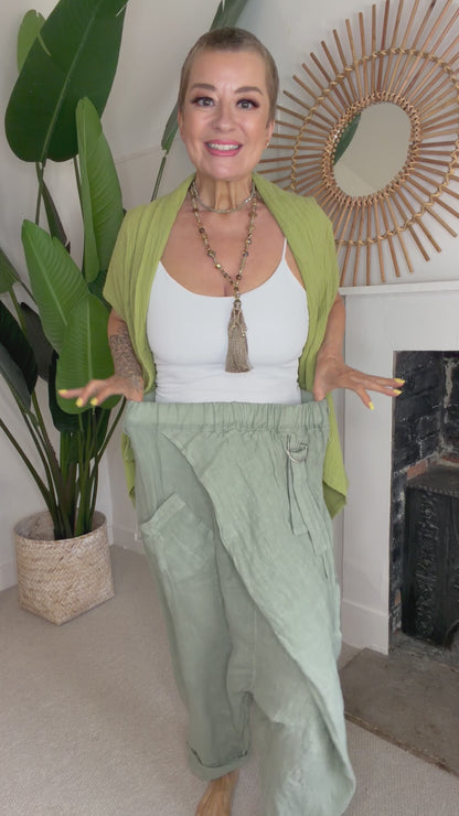 Cross Front Linen Trousers